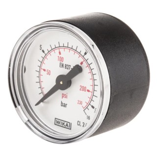 WIKA 40 mm Type R Pressure Gauge Plastic Case 16 bar Accuracy ±1.6% 7833526
