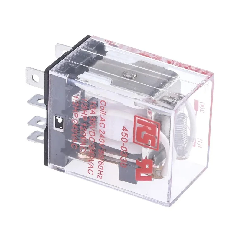 RS PRO Plug-in Power Relay, 240V AC Coil, 10A Switching Current, DPDT 450-0330