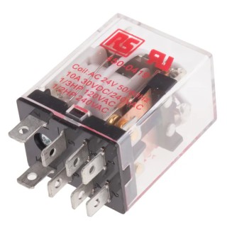 RS PRO Plug-in Power Relay 24V ac Coil 10A Switching Current DPDT 450-0419