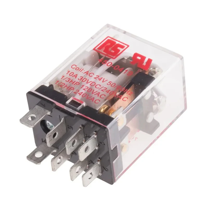 RS PRO Plug-in Power Relay 24V ac Coil 10A Switching Current DPDT 450-0419