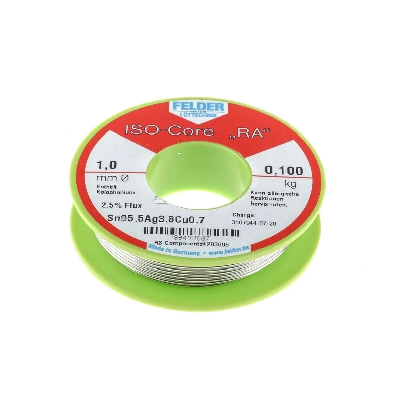 Felder Lottechnik Lead Free Solder Wire 1 mm Diameter, 217 °C Melting Point 18.841.01037