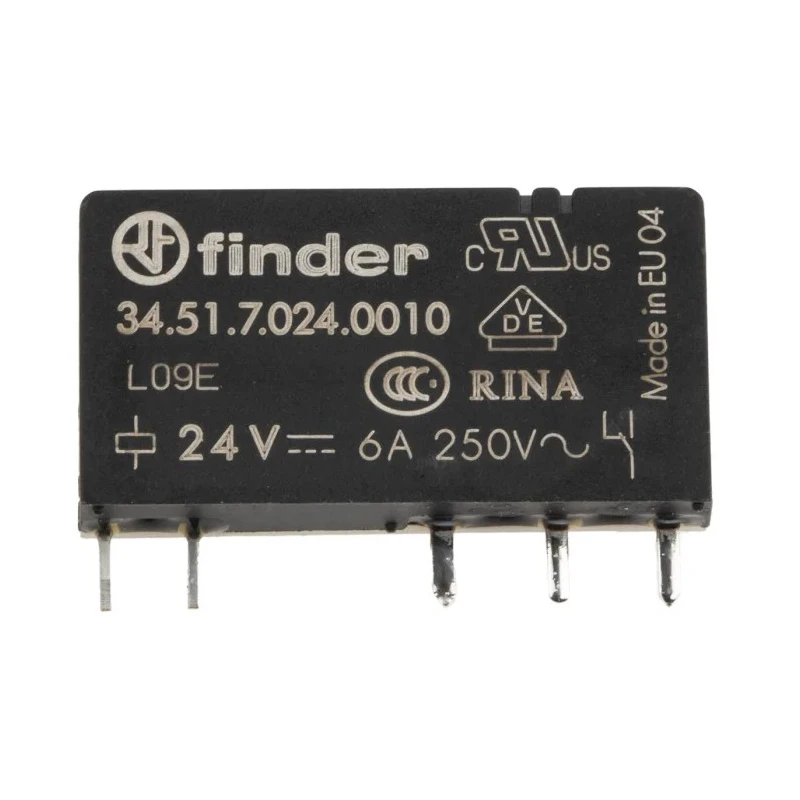 Finder Power Relay 24V DC Coil, 6A Switching Current, SPDT, PCB Mount 34.51.7.024.0010