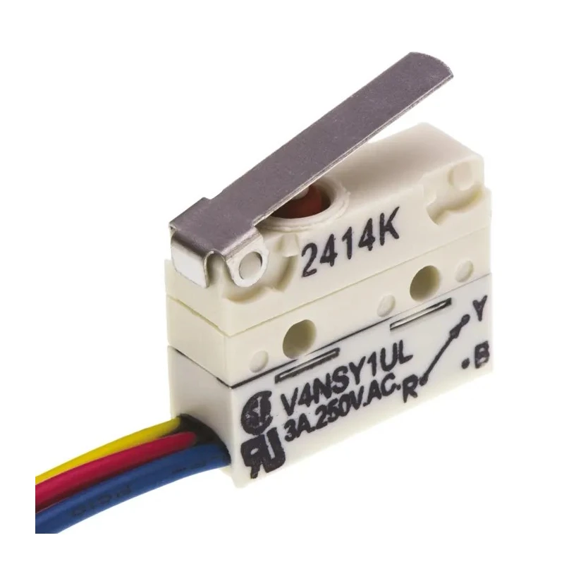 Saia-Burgess Short Lever Micro Switch, Pre-Wired Terminal, 3A, 250 V AC, SPDT, IP67 V4NSY1UL