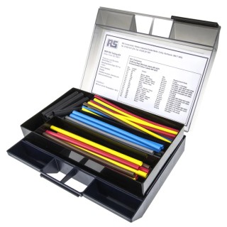 TE Connectivity Heat Shrink Tubing Black Cross Linked Polyolefin 25.4 mm Sleeve Dia. 2:1 Ratio RNF-100-COL-KIT2