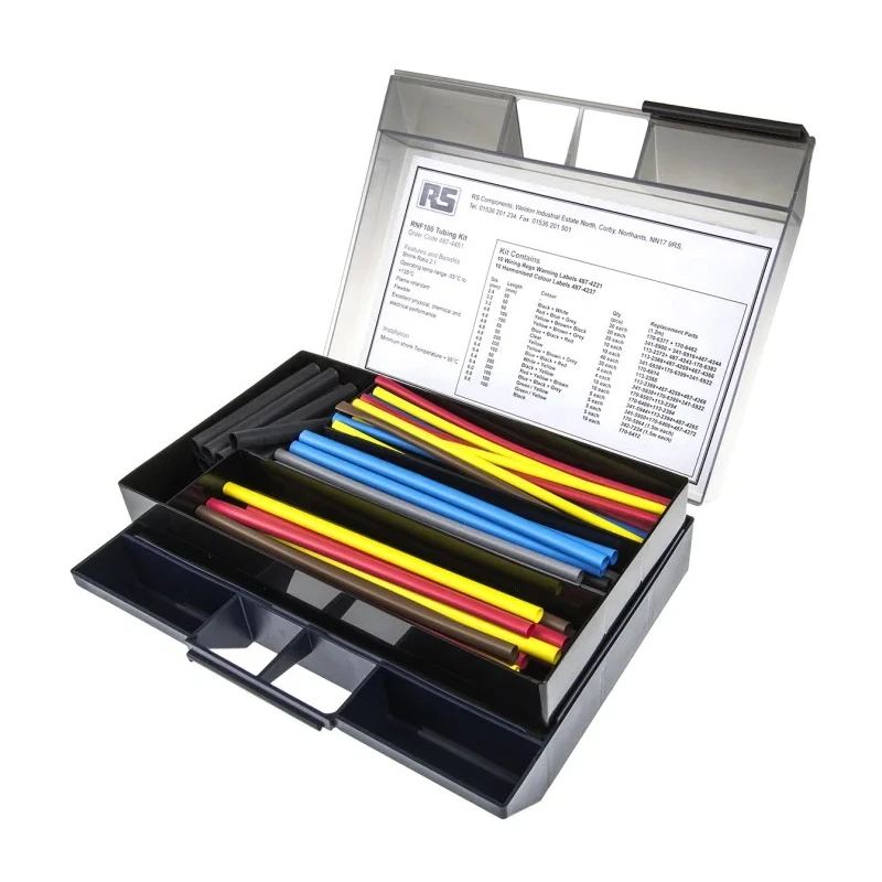 TE Connectivity Heat Shrink Tubing Black Cross Linked Polyolefin 25.4 mm Sleeve Dia. 2:1 Ratio RNF-100-COL-KIT2