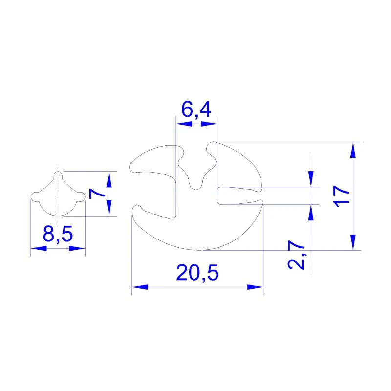 RS PRO Black Ethylene Propylene Diene Monomer D-Type Edging Strip 20.5mm Length 6mm Width 7mm Height 175-2582