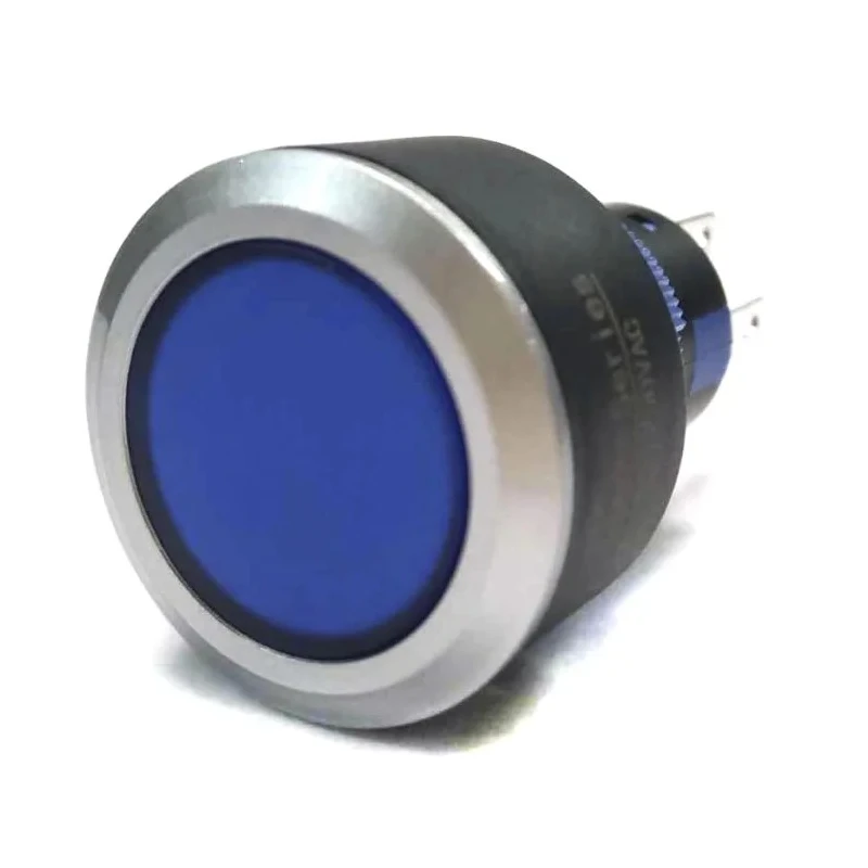 RS PRO Illuminated Push Button Switch Panel Mount DPDT Momentary Blue LED IP65 22.2 mm Cutout 250 V 3, 5A 175-8273
