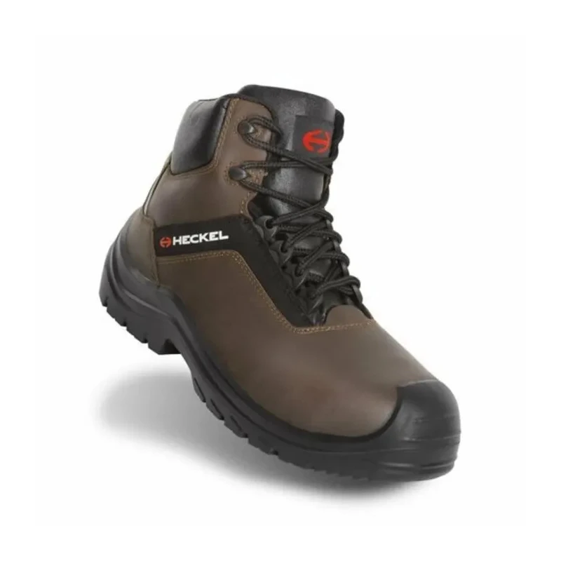 Heckel Men's Brown Leather Ankle Safety Boots Composite Toe Cap Water Resistant SR Slip Resistant EN ISO 20345:2011 6273336
