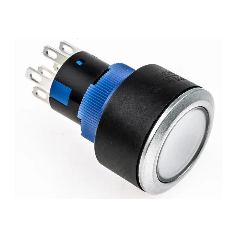 RS PRO Illuminated Push Button Switch Momentary Panel Mount DPDT Yellow LED IP65 22.2 mm Cutout 250V 175-8325