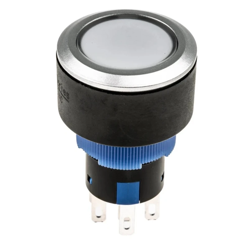 RS PRO Illuminated Push Button Switch Momentary Panel Mount DPDT Yellow LED IP65 22.2 mm Cutout 250V 175-8325