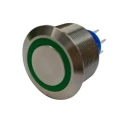 RS PRO Illuminated Momentary Push Button Switch, Panel Mount, DPDT, Green LED, IP67 Rated, 25.2 mm Cutout, 250 V AC 175-8369