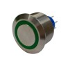 RS PRO Illuminated Momentary Push Button Switch, Panel Mount, DPDT, Green LED, IP67 Rated, 25.2 mm Cutout, 250 V AC 175-8369