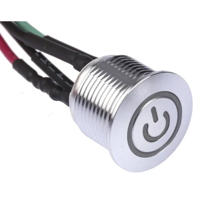 RS PRO Illuminated Push Button Switch, Momentary Operation, Panel Mount, 16 mm Cutout, SPST Contacts, Green LED 175-8474