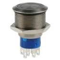 RS PRO Illuminated Momentary Push Button Switch, Panel Mount, 22.2 mm Cutout, DPDT, Blue LED, IP67, 250V AC, 250V DC 175-9235