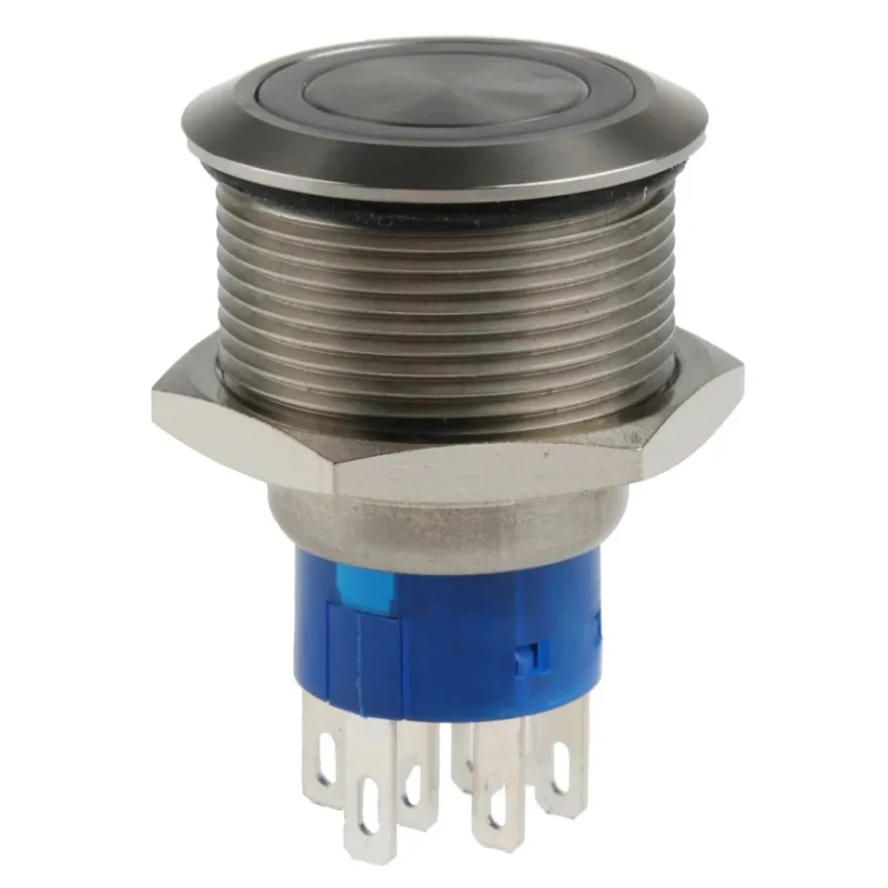 RS PRO Illuminated Momentary Push Button Switch, Panel Mount, 22.2 mm Cutout, DPDT, Blue LED, IP67, 250V AC, 250V DC 175-9235