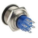 RS PRO Illuminated Momentary Push Button Switch, Panel Mount, 22.2 mm Cutout, DPDT, Blue LED, IP67, 250V AC, 250V DC 175-9235
