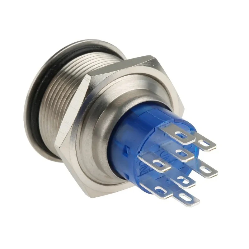 RS PRO Illuminated Momentary Push Button Switch, Panel Mount, 22.2 mm Cutout, DPDT, Blue LED, IP67, 250V AC, 250V DC 175-9235