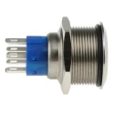 RS PRO Illuminated Momentary Push Button Switch, Panel Mount, 22.2 mm Cutout, DPDT, Blue LED, IP67, 250V AC, 250V DC 175-9235