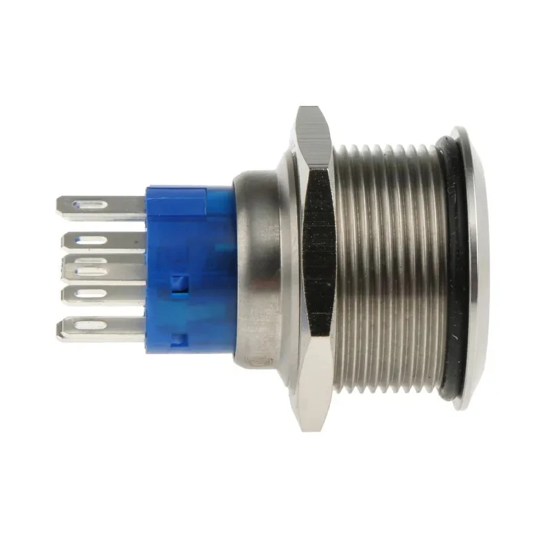RS PRO Illuminated Momentary Push Button Switch, Panel Mount, 22.2 mm Cutout, DPDT, Blue LED, IP67, 250V AC, 250V DC 175-9235