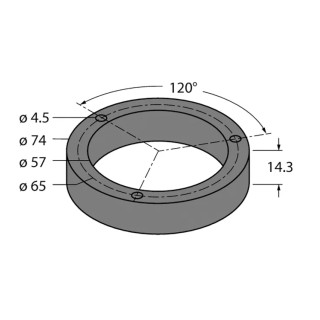 Turck Protection Ring for Inductive Encoders Ri-EQR24 Series with 74 mm Diameter and 14.3 mm Height M5-QR24