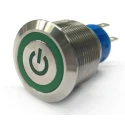 RS PRO Illuminated Momentary Push Button Switch Panel Mount 22.2 mm Cutout SPDT Green LED IP67 250V AC 175-9232