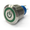 RS PRO Illuminated Momentary Push Button Switch Panel Mount 22.2 mm Cutout SPDT Green LED IP67 250V AC 175-9232