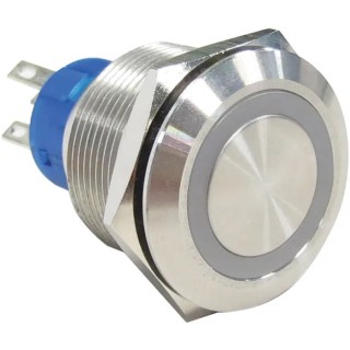 RS PRO Illuminated Momentary Push Button Switch, Panel Mount, 22.2 mm Cutout, SPDT, White LED, IP67, 250 V AC, 3-5A 175-9332