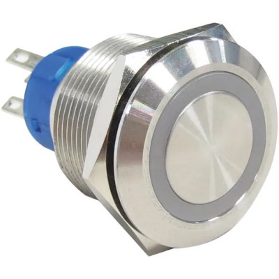 RS PRO Illuminated Momentary Push Button Switch, Panel Mount, 22.2 mm Cutout, SPDT, White LED, IP67, 250 V AC, 3-5A 175-9332
