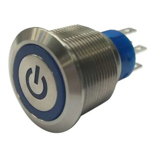 RS PRO Illuminated Latching Push Button Switch Panel Mount 22.2 mm Cutout DPDT Blue LED IP67 250 V 250 V AC 175-9276