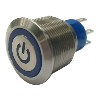 RS PRO Illuminated Latching Push Button Switch Panel Mount 22.2 mm Cutout DPDT Blue LED IP67 250 V 250 V AC 175-9276