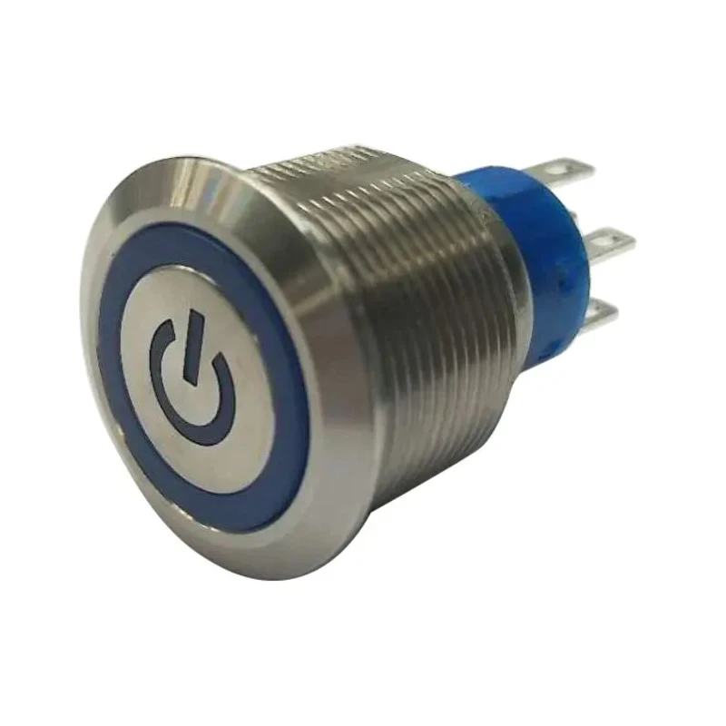 RS PRO Illuminated Latching Push Button Switch Panel Mount 22.2 mm Cutout DPDT Blue LED IP67 250 V 250 V AC 175-9276