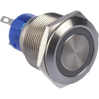 RS PRO Illuminated Momentary Push Button Switch, Panel Mount, 22.2 mm Cutout, SPDT, Blue LED, IP67, 250 V AC 175-9773