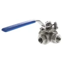RS PRO Stainless Steel Threaded 3-Way Ball Valve L Port BSPP 3/4 in 68 bar 499-1893