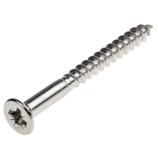 RS PRO Pozidriv Countersunk Stainless Steel Wood Screw, Plain Finish, Metric Thread, 40mm Length 483-3006