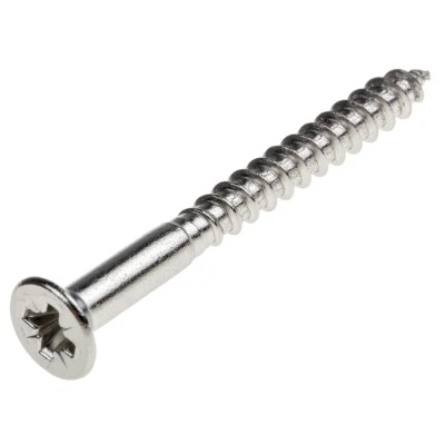 RS PRO Pozidriv Countersunk Stainless Steel Wood Screw, Plain Finish, Metric Thread, 40mm Length 483-3006