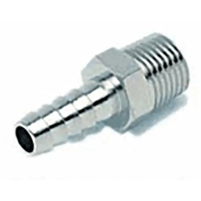 RS PRO Hose Connector 4 mm ID, Male BSPT 1/8 in Nickel Plated Brass, 5 MPa 50 bar 300°C 176-2014