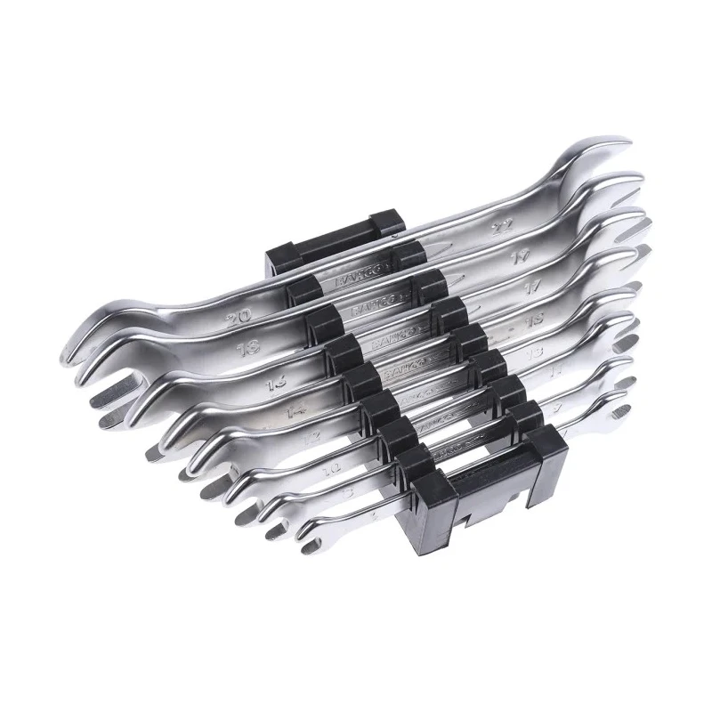 Bahco Open End Spanner Set 8 Pieces 6 x 7 To 20 x 22 mm Vanadium Extra Steel Nickel Chrome Plated 6M/8C