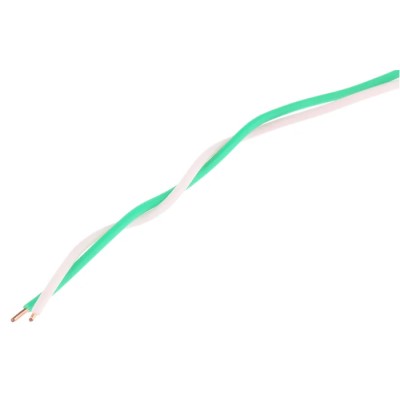 Decelect 2 Core Telephone Cable 1 x 0.5 mm Copper Conductor Stranded Polyvinyl Chloride Jacket White Green Sheath SPE191370