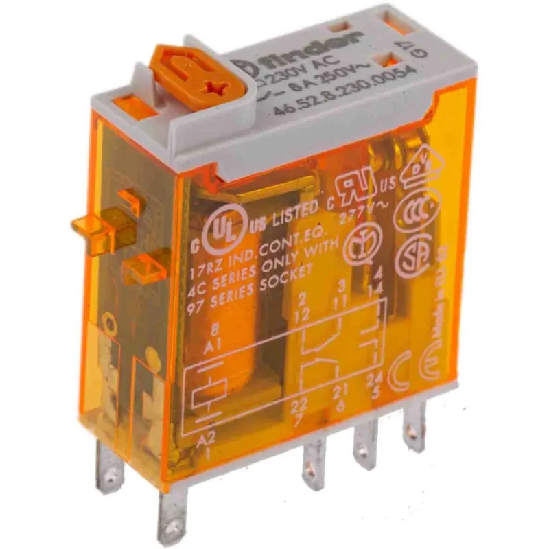 Finder 230V AC Coil Power Relay 8A Switching Current DPDT Contact Configuration 46.52.8.230.0054