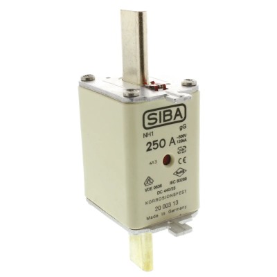 SIBA 250A NH Fuse NH1 500V AC High Rupture Capacity Blade Type 4184219