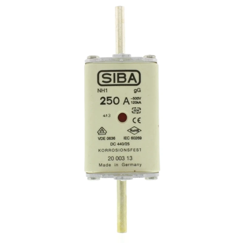 SIBA 250A NH Fuse NH1 500V AC High Rupture Capacity Blade Type 4184219