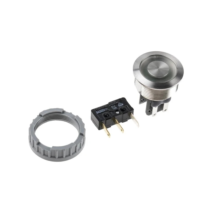 Schurter MSM 22 Series Illuminated Momentary Push Button Switch, Panel Mount, 22 mm Cutout, SPDT, Blue 1241.6634.1124000