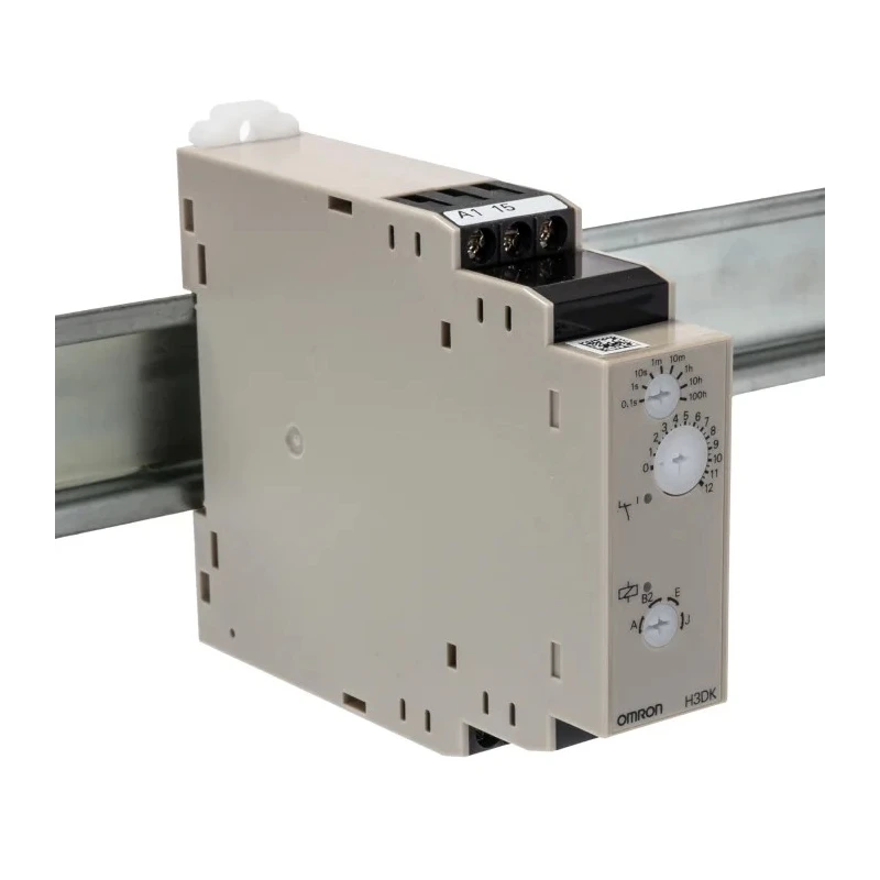 Omron H3DK Series DIN Rail Timer Relay 1-Contact Multifunction, 12 to 240 V DC / 12 V AC, 0.1 s to 1200 h 