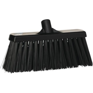 Vikan Black Push Broom for Dry Areas, Wet Areas, Medium Hardness, Width 330mm, Bristle Length 109mm, Model 29159