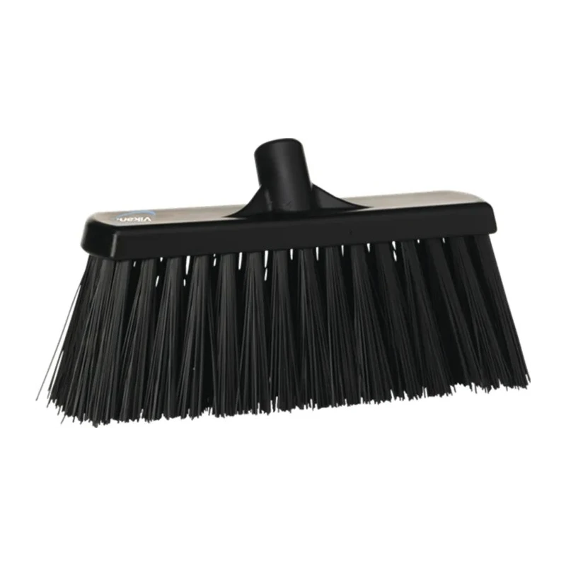 Vikan Black Push Broom for Dry Areas, Wet Areas, Medium Hardness, Width 330mm, Bristle Length 109mm, Model 29159