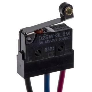 Omron Roller Lever Switch, Pre-Wired Terminal, 3A Contact Current, 250 V AC, 30 V DC, SPDT, IP67 Rated D2SW-3L2M