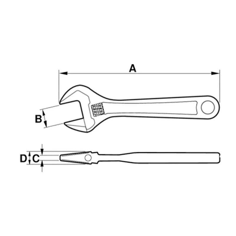 Bahco Adjustable Spanner 34 mm Jaw Capacity, 305 mm Overall Length, Alloy Steel Chrome Finish 8073C