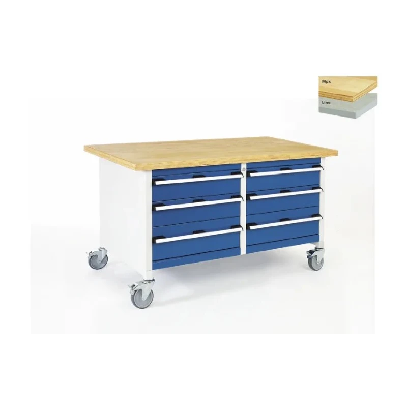 Bott Portable Sheet Steel Storage Workbench with Adjustable Height, 1.5m Width, 750mm Depth, 840mm Height 41002106.11v