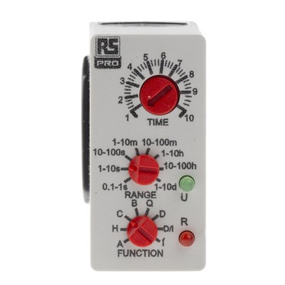 RS PRO Timer Relay, Multifunction, 12 to 240 V ac/dc Supply, DPDT Contact Configuration, 0.1 s to 100 Days Timer 178-5021