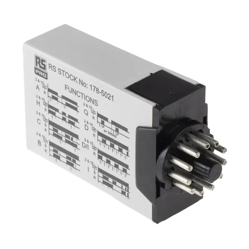 RS PRO Timer Relay, Multifunction, 12 to 240 V ac/dc Supply, DPDT Contact Configuration, 0.1 s to 100 Days Timer 178-5021